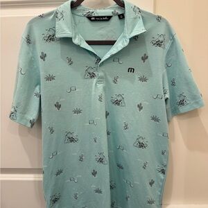 Travis Mathew Aqua Graphic Polo Shirt